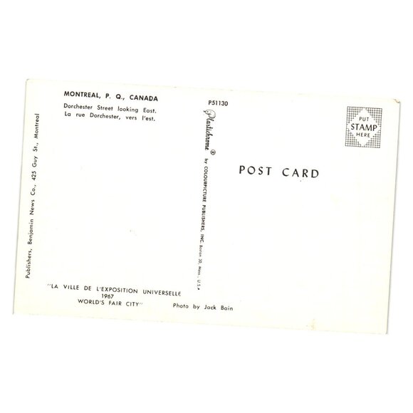 Color Picture Postcard Montreal Canada Dorchester Street 1967 Worlds Fair City - Picture 2 of 2